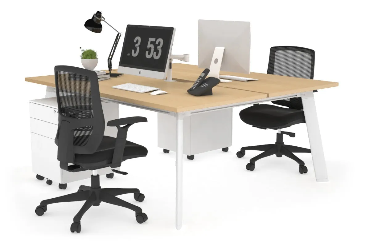 Switch - 2 Person Workstation White Frame [1200L x 800W with Cable Scallop]