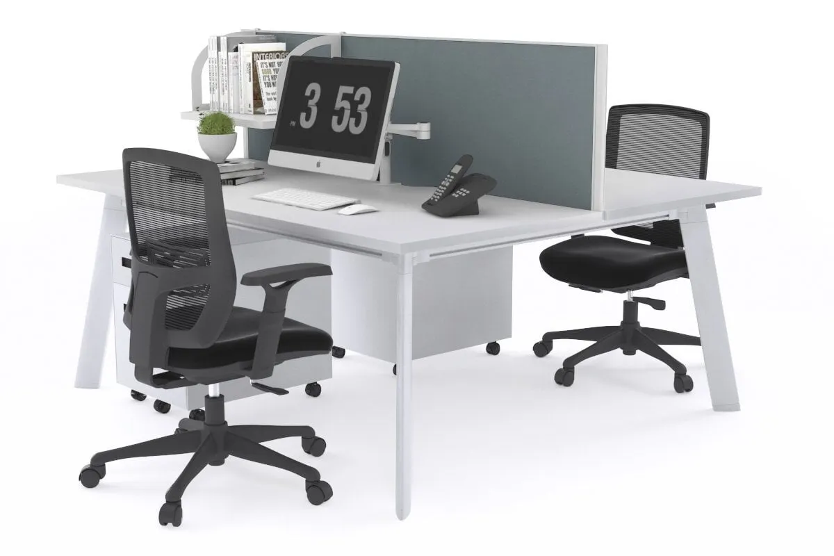 Switch - 2 Person Workstation White Frame [1200L x 800W with Cable Scallop]