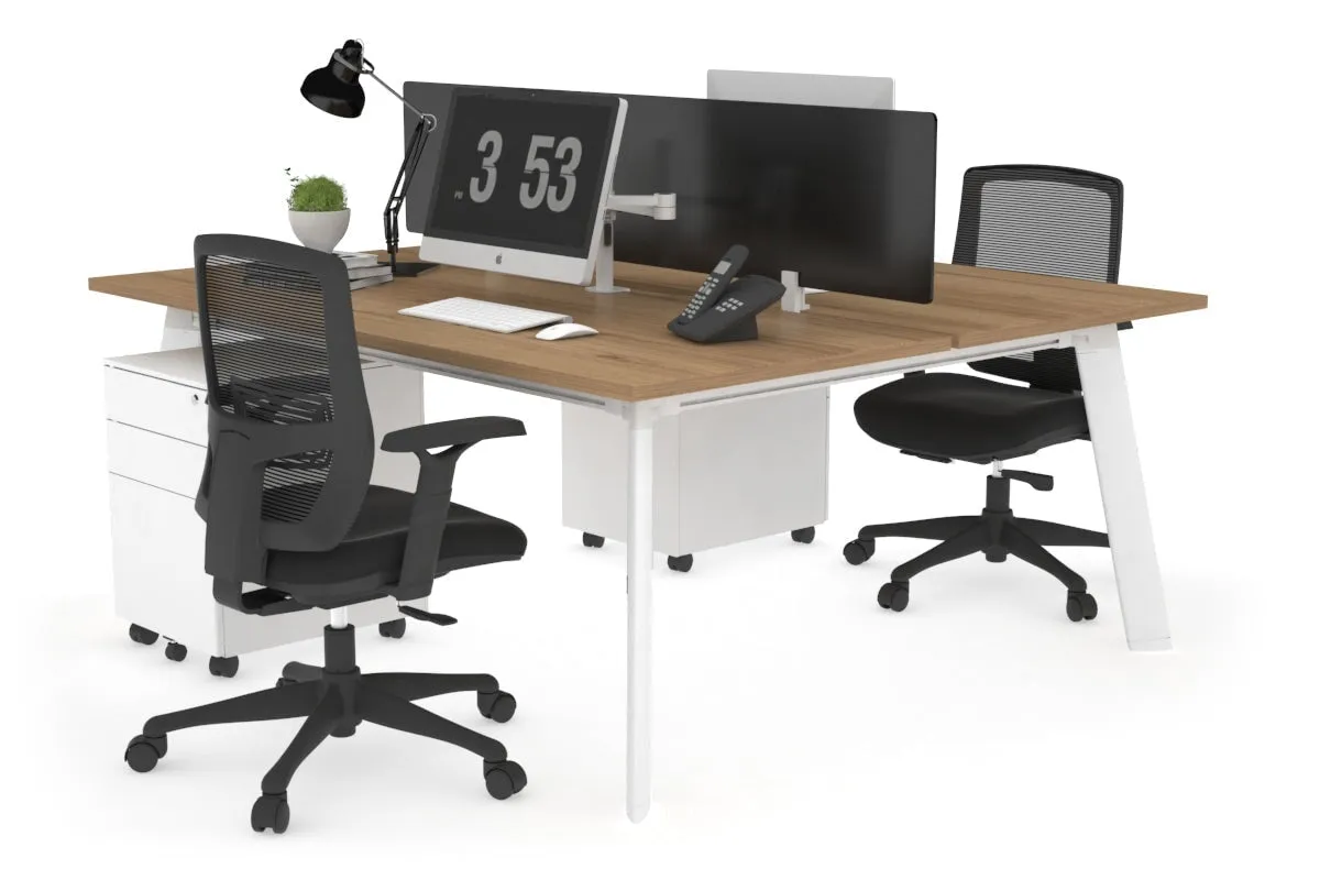 Switch - 2 Person Workstation White Frame [1200L x 800W with Cable Scallop]