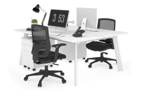 Switch - 2 Person Workstation White Frame [1400L x 700W]