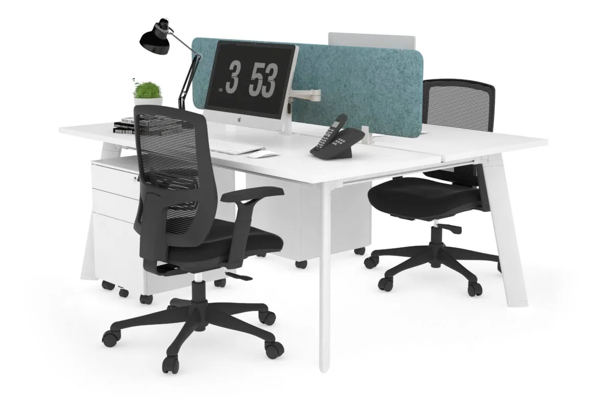 Switch - 2 Person Workstation White Frame [1400L x 700W]