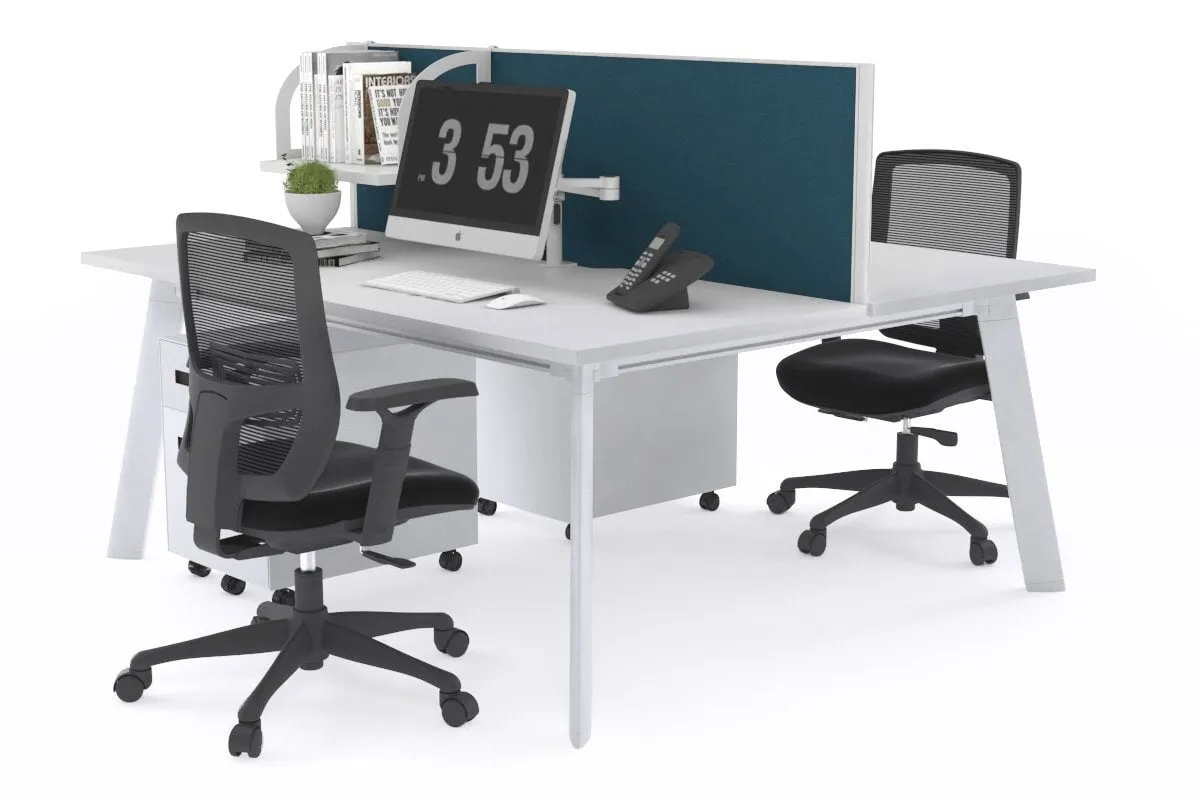 Switch - 2 Person Workstation White Frame [1400L x 700W]