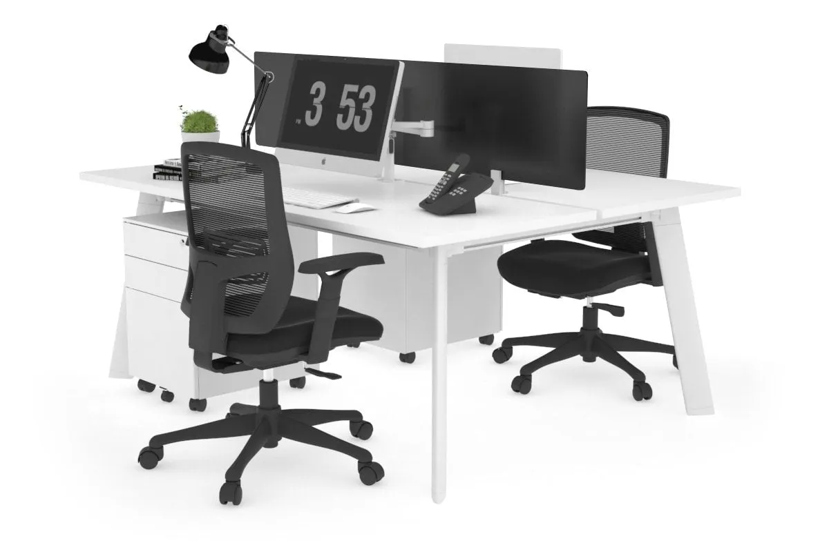 Switch - 2 Person Workstation White Frame [1400L x 700W]