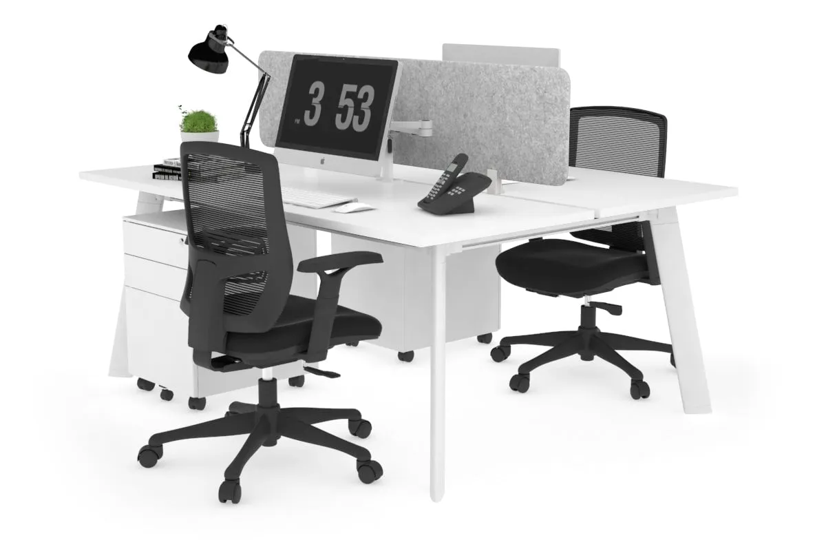 Switch - 2 Person Workstation White Frame [1400L x 700W]