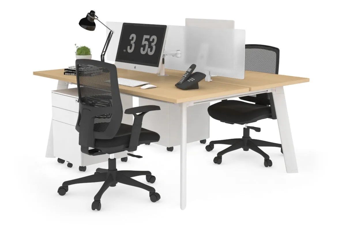 Switch - 2 Person Workstation White Frame [1400L x 700W]