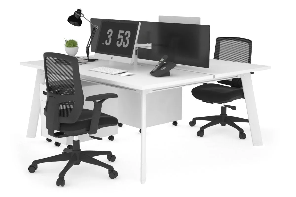 Switch - 2 Person Workstation White Frame [1400L x 800W with Cable Scallop]