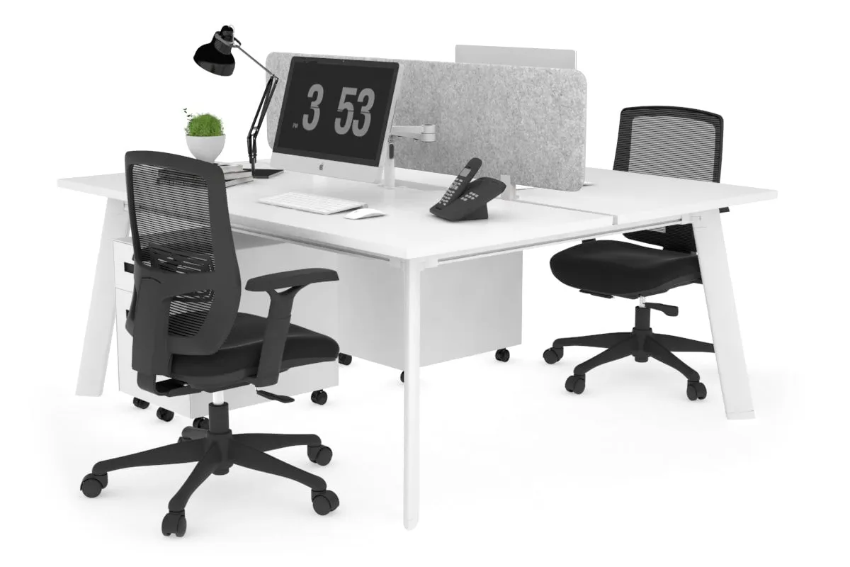 Switch - 2 Person Workstation White Frame [1400L x 800W with Cable Scallop]