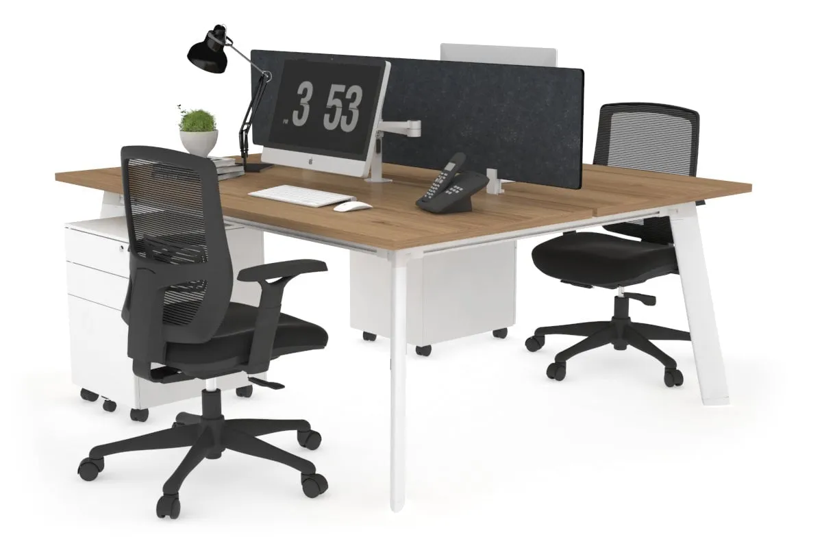 Switch - 2 Person Workstation White Frame [1400L x 800W with Cable Scallop]