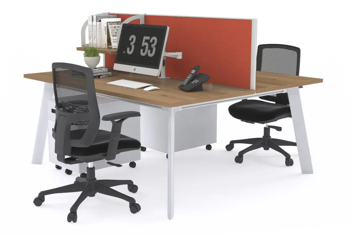 Switch - 2 Person Workstation White Frame [1400L x 800W with Cable Scallop]