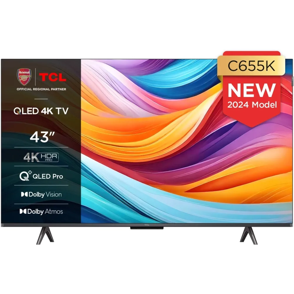 TCL 43C655K 43 Inch C655K 4K QLED UHD HDR Smart Android TV 2024