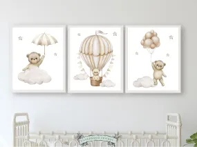 Teddy Bear Balloon Nursery Prints